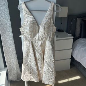 Light cream formal dress with pockets